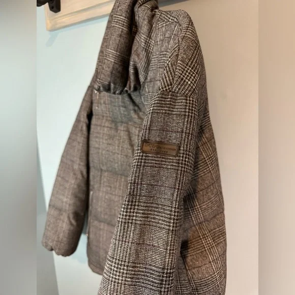 BCBGeneration Plaid Puffer Coat in Black/Grey - Picture 10 of 14